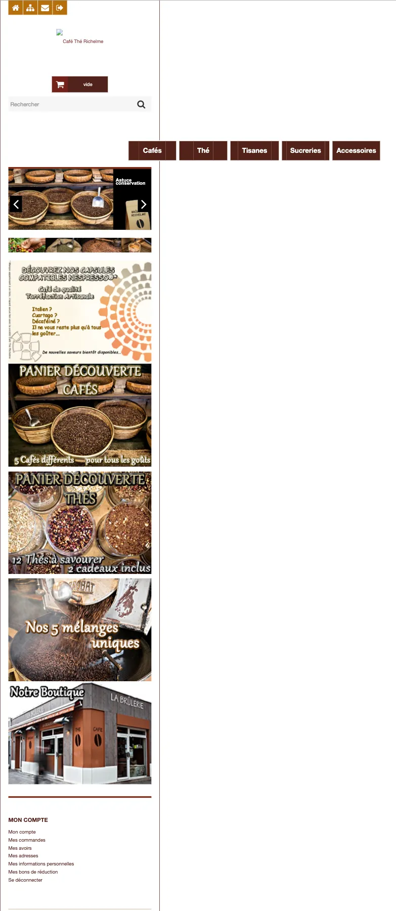 Site web de La Brûlerie Richelme, avant, sur téléphone