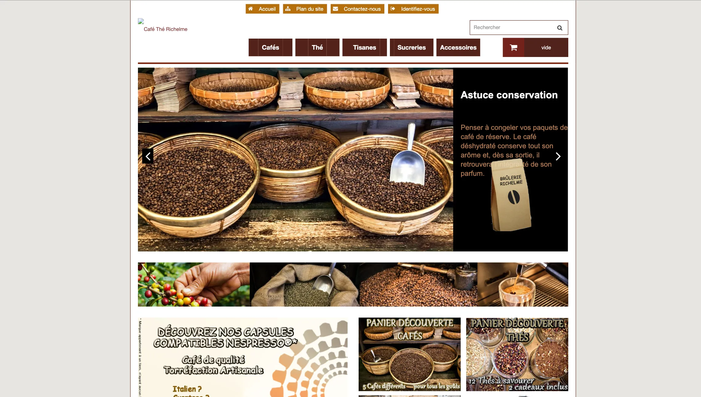 Site web de La Brûlerie Richelme, avant, sur ordinateur