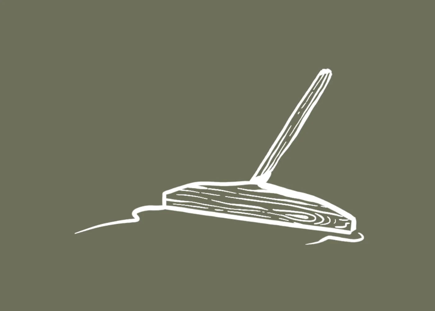 Dessin du rozell, le râteau qui étale la pâte à crêpe