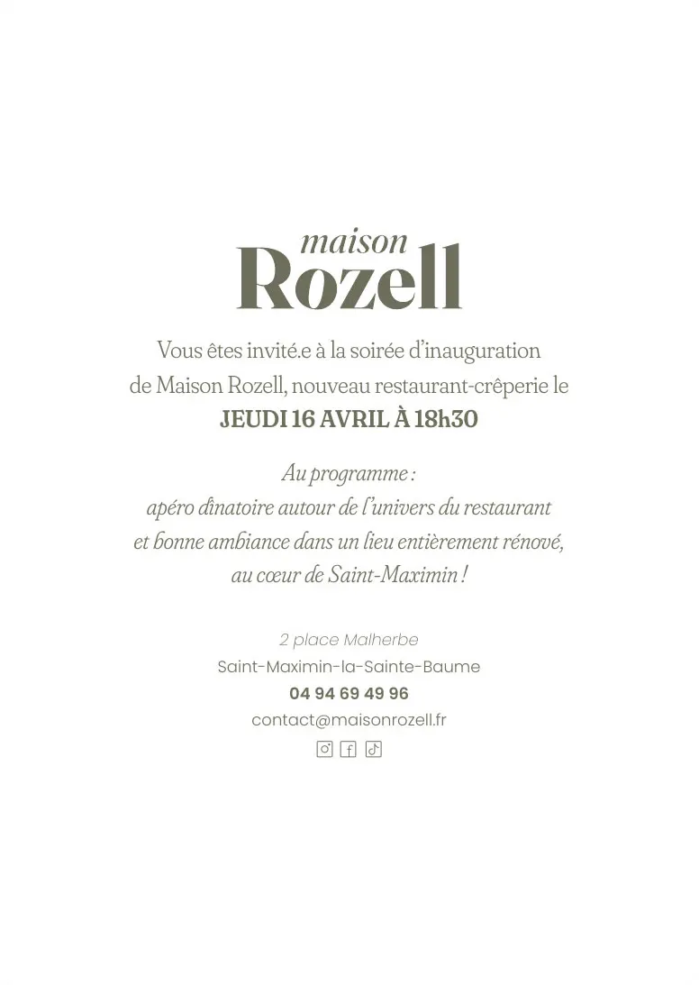 Verso de l’invitation : le programme de la soirée