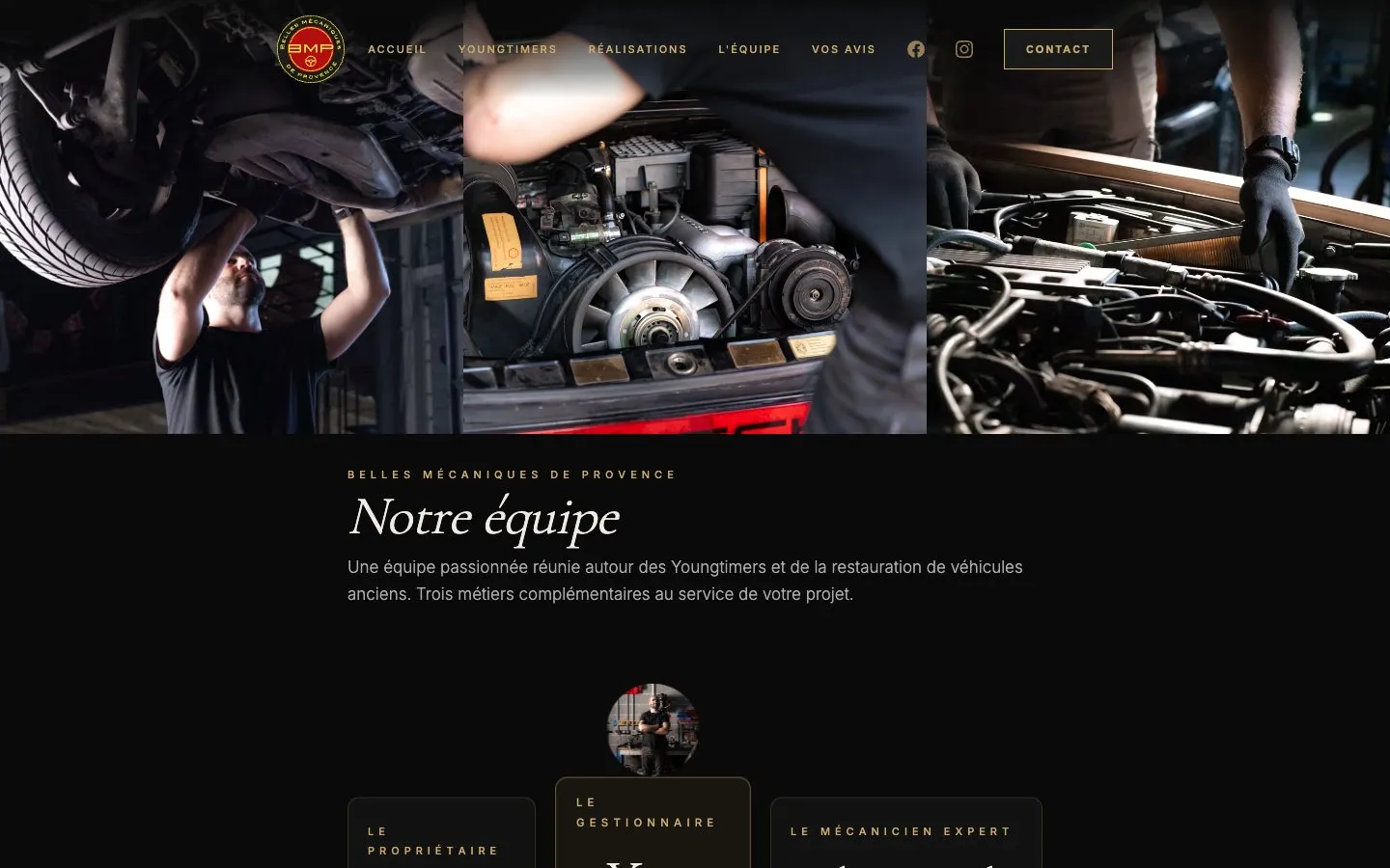 Le site de Belles Mécaniques de Provence : la page « Notre équipe »