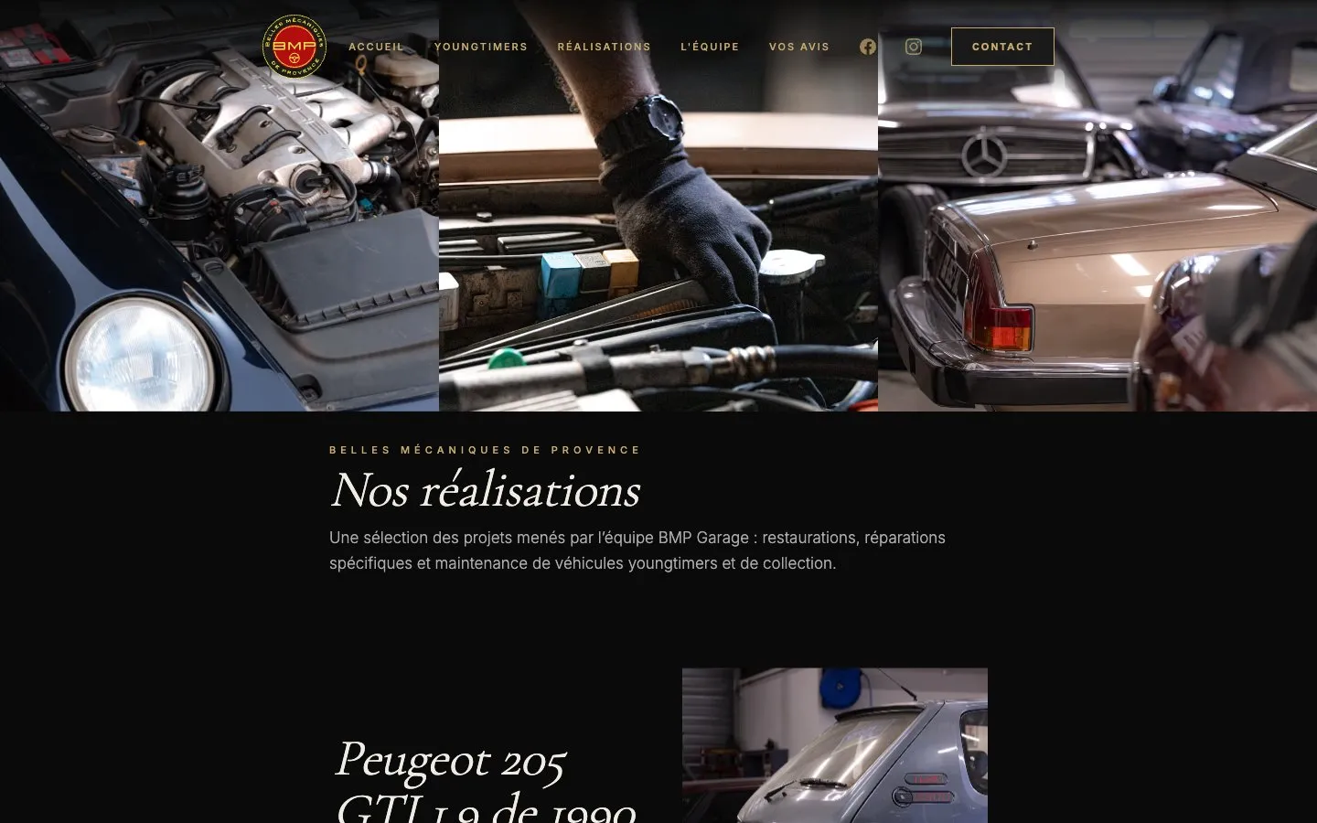 Le site de Belles Mécaniques de Provence : la page « Nos réalisations »