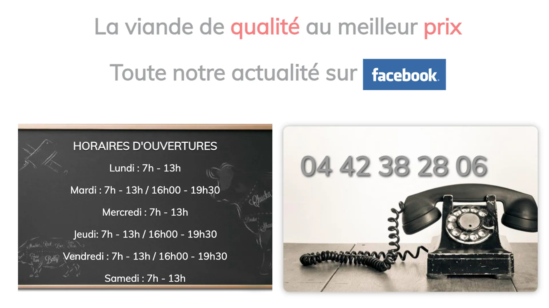 Site web de La Boucherie du Palais, avant, sur ordinateur