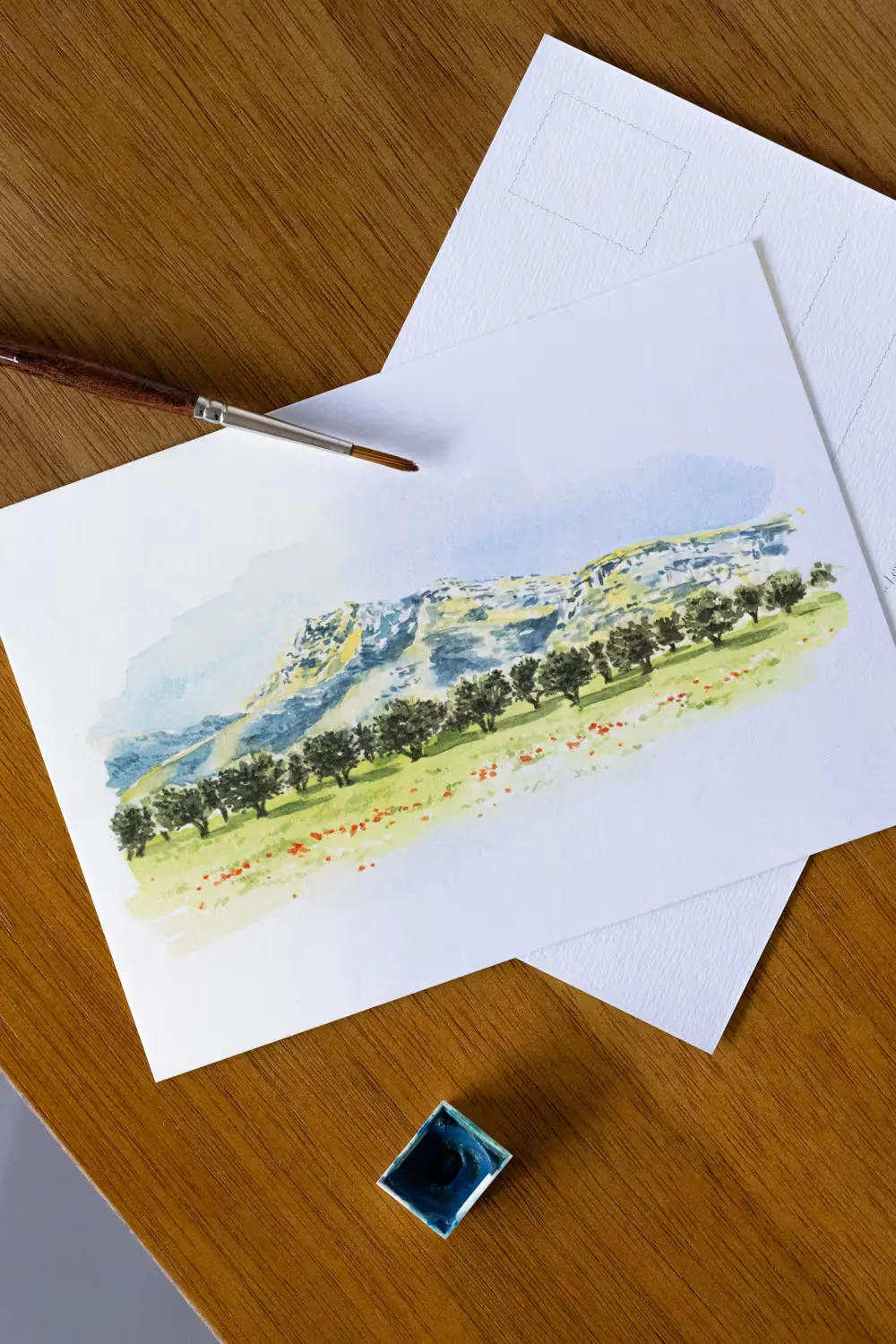 Carte postale aquarelle : panorama de la Sainte-Victoire