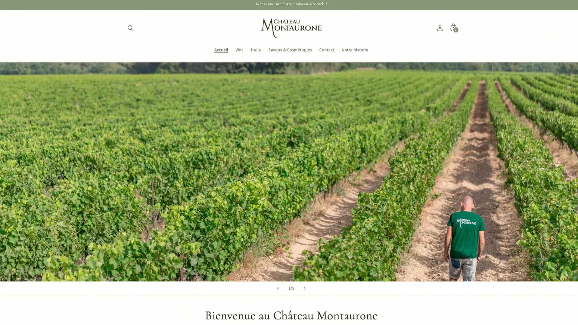 Site web du Château Montaurone, après, sur ordinateur