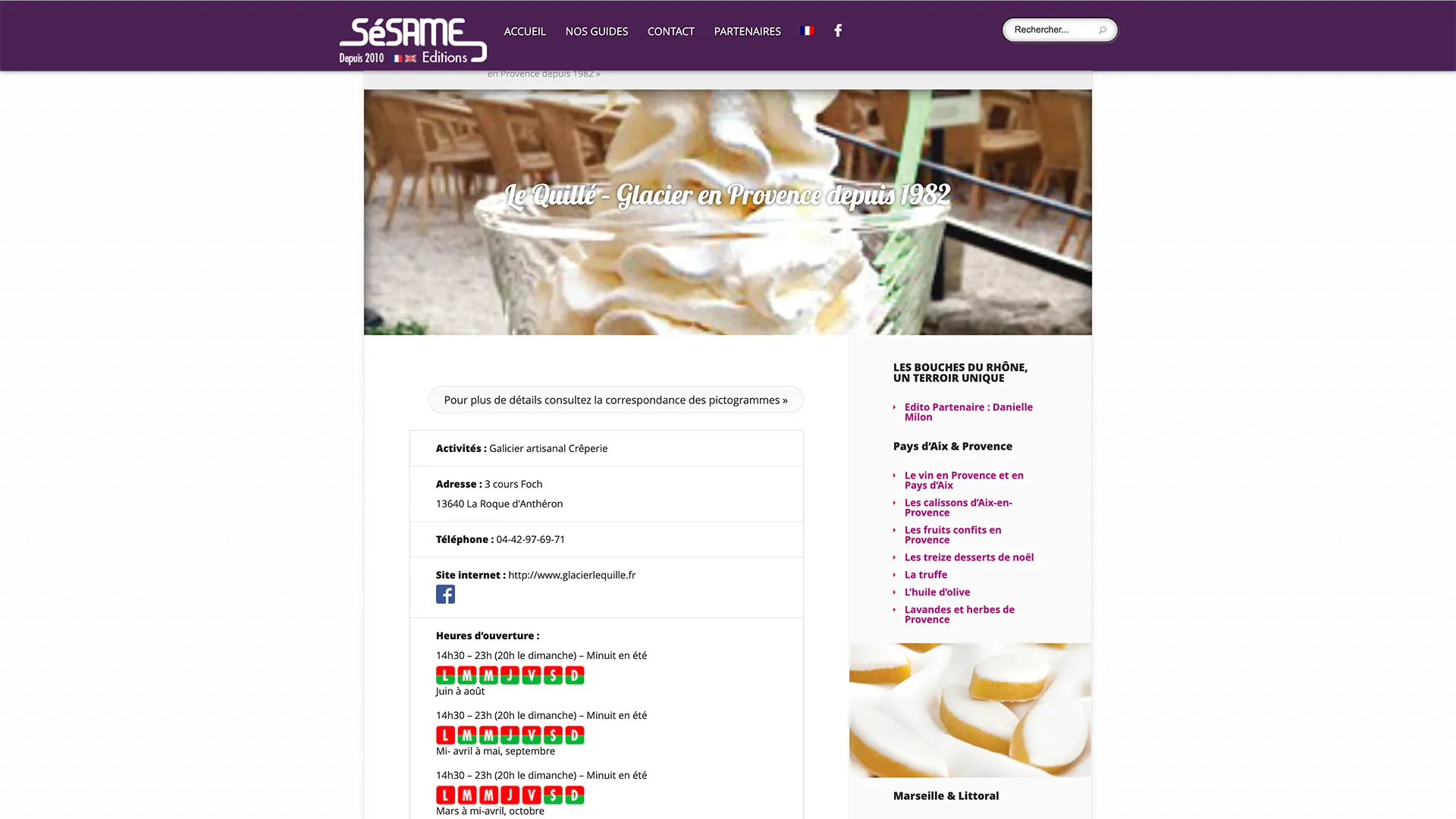 L’ancien site du Guide Sésame sur ordinateur