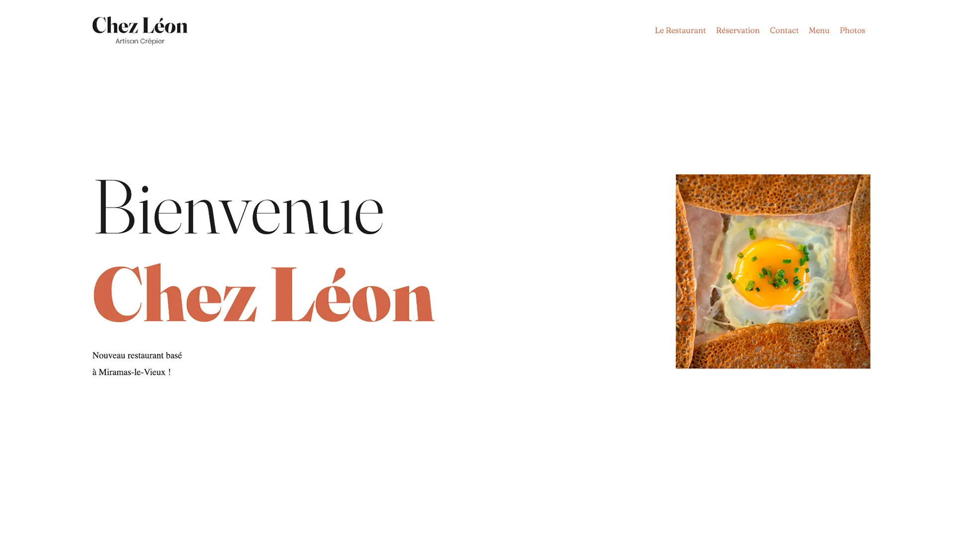 Le site de Chez Léon, sur ordinateur