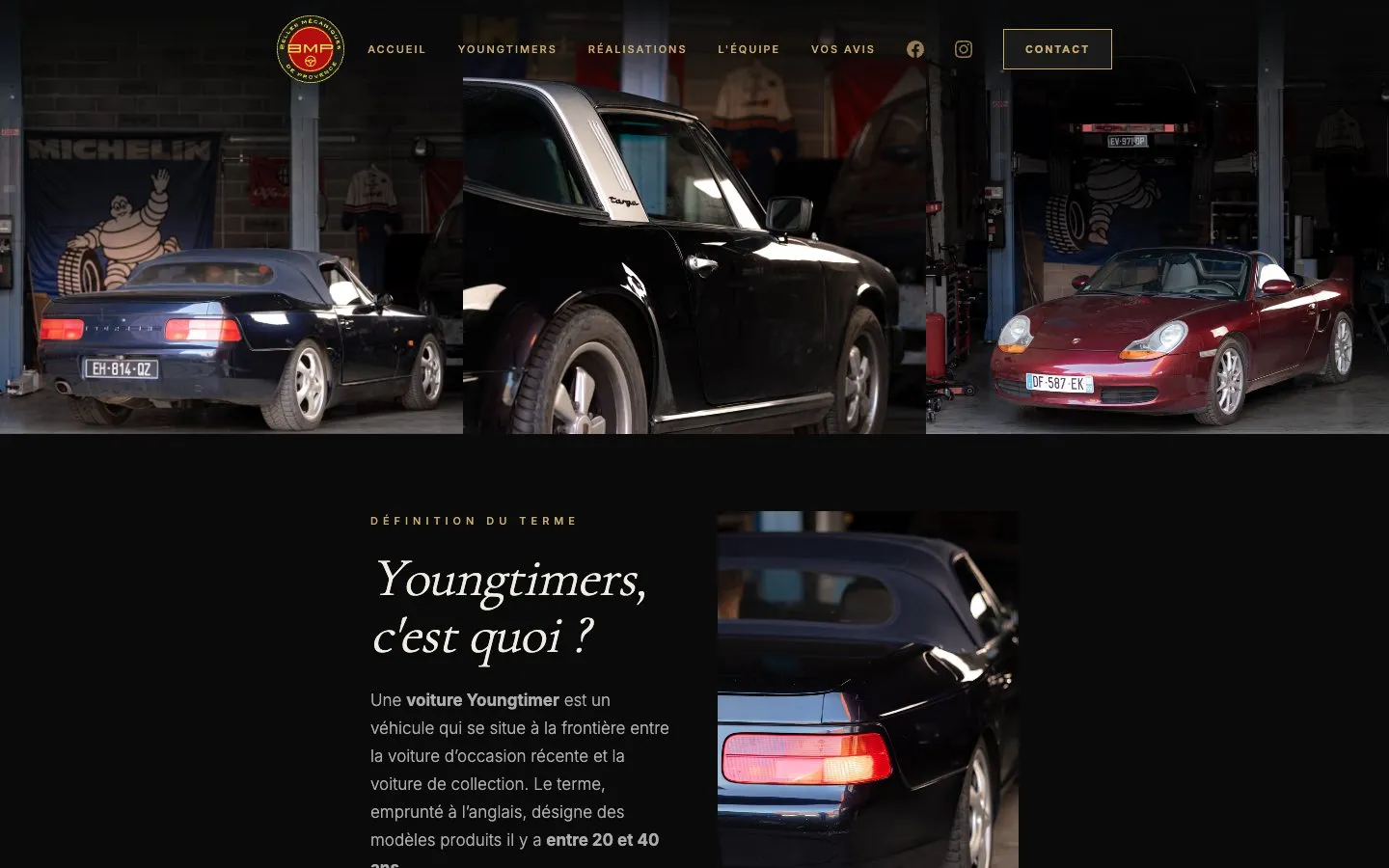 Le site de Belles Mécaniques de Provence : la page « Youngtimers, c’est quoi ? »